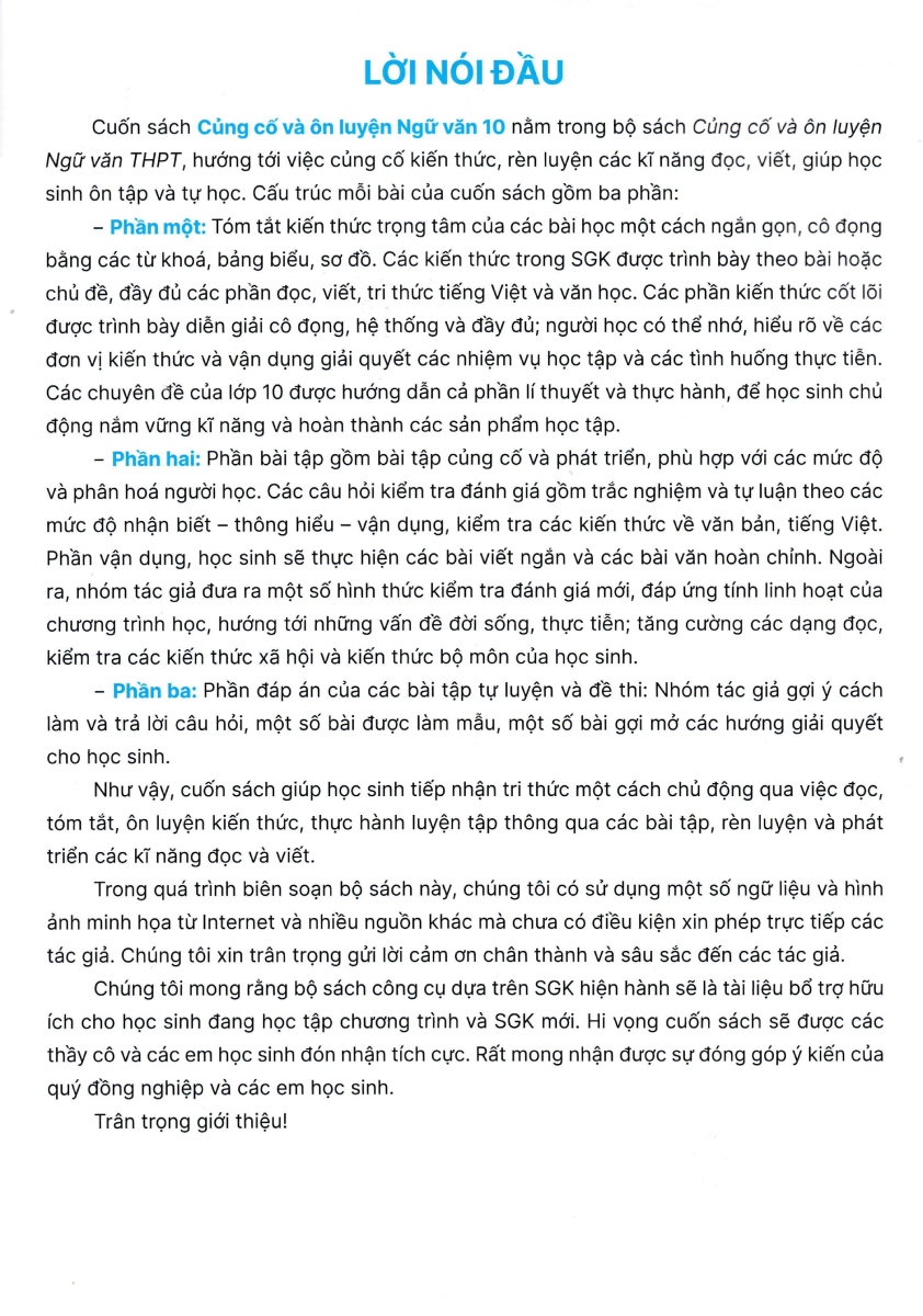 CỦNG CỐ VÀ ÔN LUYỆN NGỮ VĂN LỚP 10 (Biên soạn theo chương trình GDPT mới)